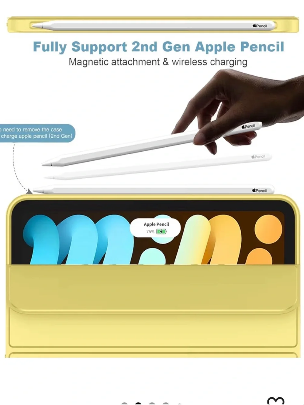 iPad mini Case (Yellow) - Trifold Smart Case with Pencil Holder
